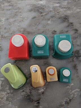 Lot of 7 Marvy Uchida Craft Paper Punches Vintage Scrapbooking Shapes Lever Mix